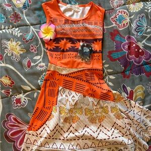 Disney Moana Polynesian Style Dress with necklace and hair flower